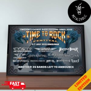 Sweden’s Coziest Rock Festival Since 2006 Time To Rock Festival 4-7 July 2025 Knislinge Poster Line Up Home Decor Poster Canvas