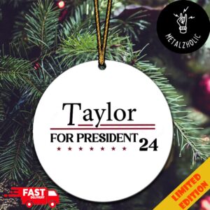 Taylor For President 2024 Funny Taylor Swift For Election Christmas Tree Decorations Ornament