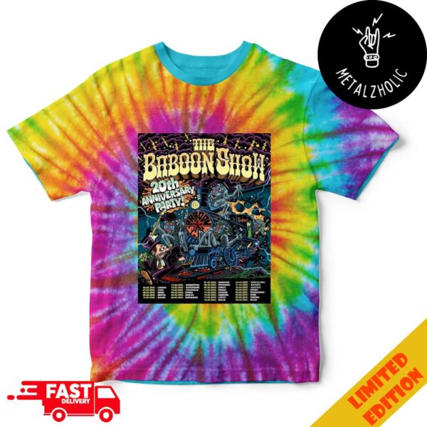 The Baboon Show Event 20th Anniversary Party 2025 Poster Limited Tye Dye T-Shirt