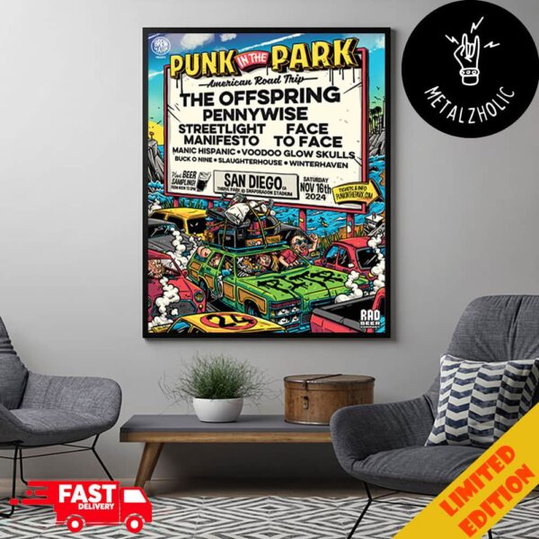 The Offspring Punk In The Park On November 16th 2024 At Thrive Park Snapdragon Stadium Poster Canvas