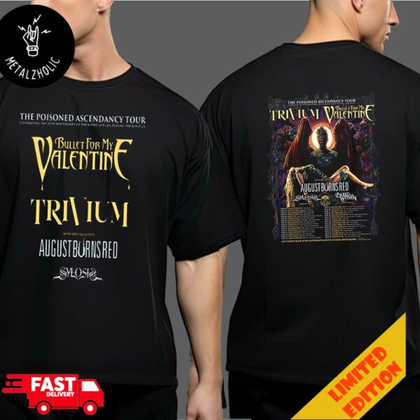 The Poisoned Ascendancy Tour Trivium With Bullet For My Valentine And August Burns Red Spring Tour 2025 Tour Dates Two Sides T-Shirt Merchandise