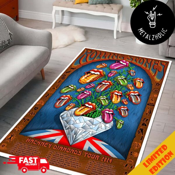 The Rolling Stones Hackney Diamonds Tour Poster 2024 September 10th Schedule Lists Home Decor Rug Carpet