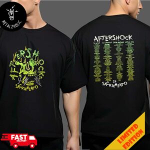 Aftershock With Slayer x Slipknot x Iron Maiden x Motley Crue Skull Burner Lineup 2024 At Sacramento Two Sides T-Shirt