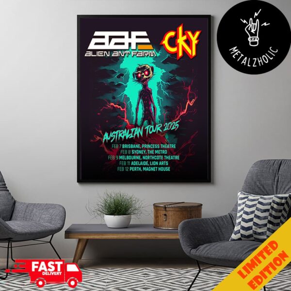 Alien Ant Farm x CKY Australian Tour 2025 Tour Dates Poster Concert Limited Poster Canvas