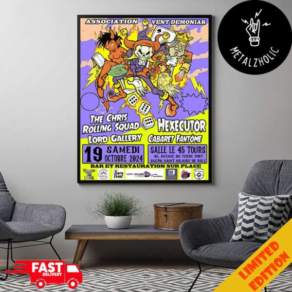 Association Festival Poster Vent Demoniak Saturday 19 October 2024 Le 45 Tour Pays De La Loire France With The Chris Rolling Squad Hexecutor Poster Canvas