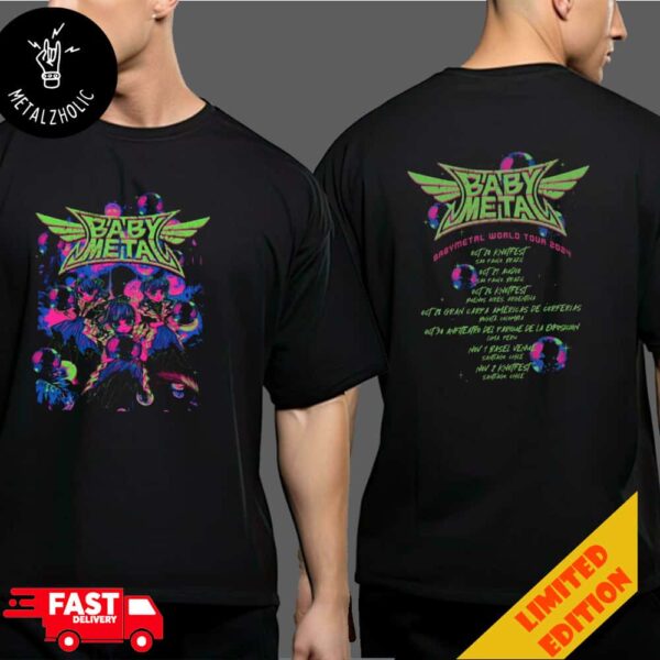 BABYMETAL Mirror Ball World Tour 2024 South America Tour Dates Merchandise Two Sides T-Shirt