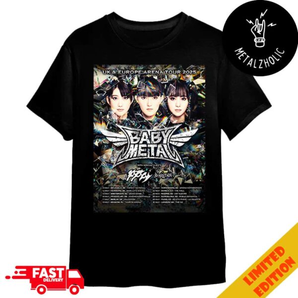 BABYMETAL With Poppy And Bambie Thug UK And Europe Arena Tour 2025 Tour Dates Merchandise T-Shirt