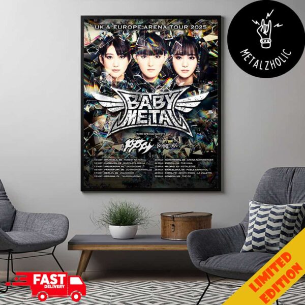 BABYMETAL With Poppy And Bambie Thug UK And Europe Arena Tour 2025 Tour Dates Poster Canvas