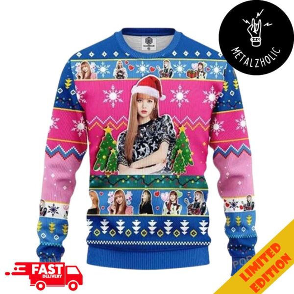 BLACKPINK Lisa With Christmas Tree 2024 Xmas Gift Ugly Sweater