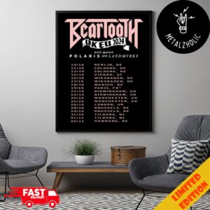 Beartooth UK EU 2024 With Polaris And Landmvrks Merchandise Tour Dates Poster Canvas