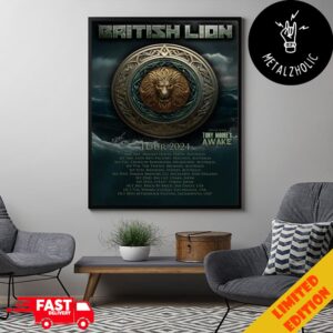 British Lion Tour 2024 At California US Tour Dates Poster 7 October With Tony Moore’s Awake Poster Canvas