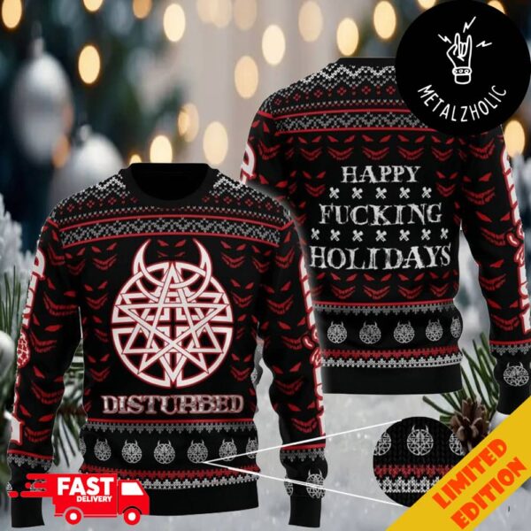 Disturbed Happy Fucking Holidays Christmas 2024 Xmas Gift Ugly Sweater