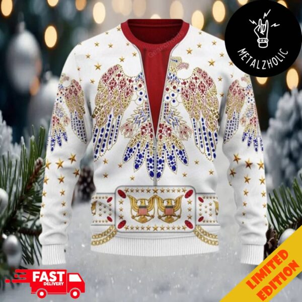 Elvis Presley Costume Cosplay Christmas Gift 2024 Ugly Sweater