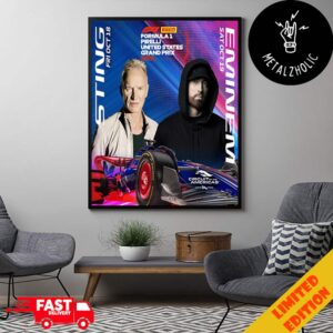 F1 Pirelli United States Grand Prix 2024 With Sting October 18 And Eminem October 19 Circuit Of The Americas Austin Texas Poster Canvas