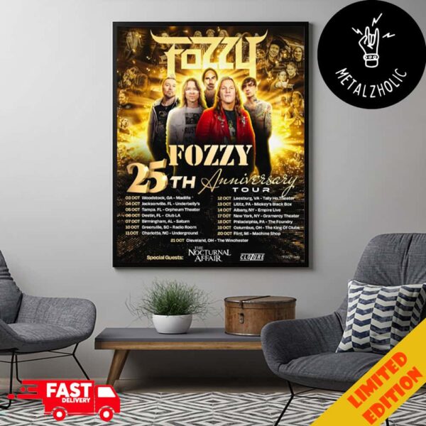 Fozzy 25th Anniversary Tour 3 October 2024 At Georgia US Tour Dates Poster Limited Poster Canvas