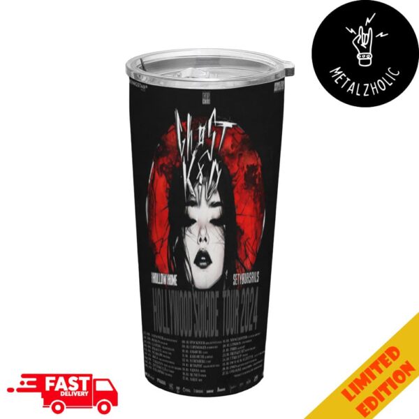 Ghostkid Hollywood Suicide Tour 2024 Tour Dates 3 October 2024 Full Printed Stainless Steel Tumbler-Mug-Cup With Straw