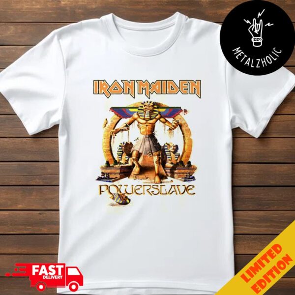 Iron Maiden 40th Anniversary Of Powerslave Pharaoh Ivory T-Shirt