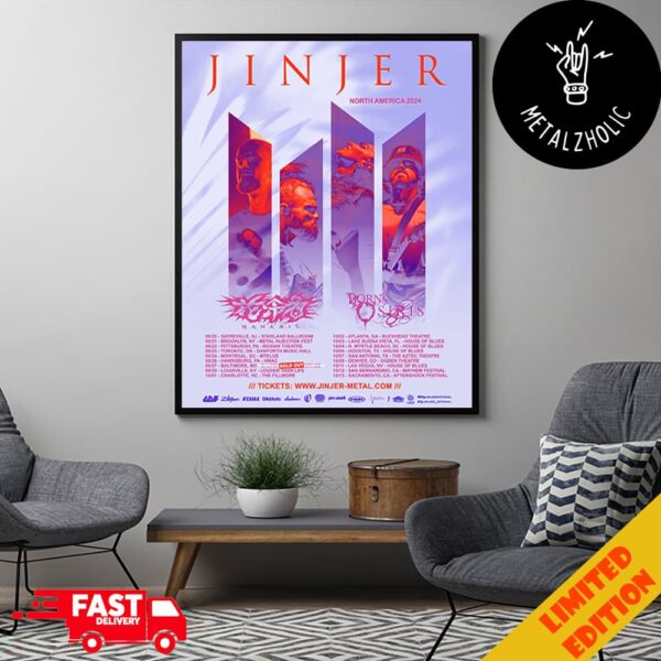 Jinjer North America 2024 Tour With Hanabie And Born Of Osiris Tour Dates Poster Canvas