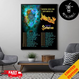 Judas Priest 3 October 2024 Invincible Shield Tour North America 2024 Tour Dates Poster Canvas