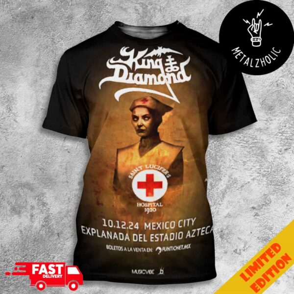 King Diamond With Myrkur Saint Lucifer’s Hospital 1920 10 December 2024 At Mexico City Explanada Del Estadio Azteca All Over Print T-Shirt