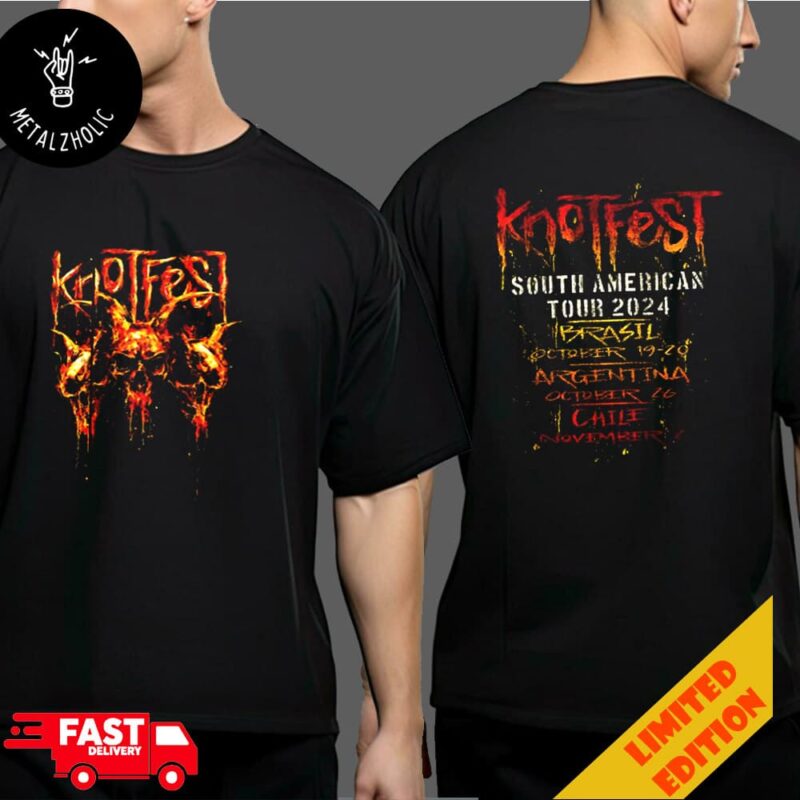 Knotfest South American Tour 2024 At Brazil October 19 20 Argentina October 26 And Chile November 2 Tour Dates Tee Demon Face Two Sides T Shirt