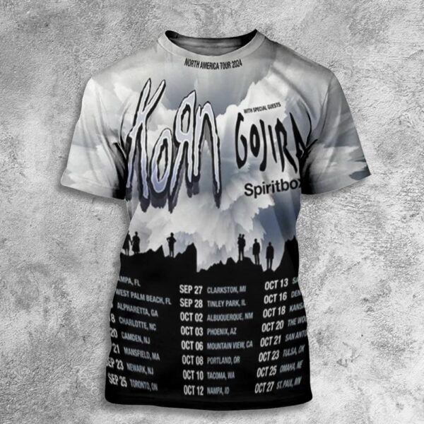 Korn x Gojira x Spiritbox 2 October 2024 At Isleta Amphitheater New Mexico US North America Tour 2024 Tour Dates All Over Print T-Shirt