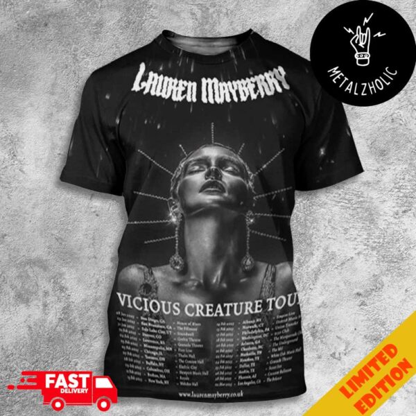 Lauren Mayberry Vicious Creature Tour 2025 US And Canada Show Of The Vicious Creature Tour Dates All Over Print T-Shirt