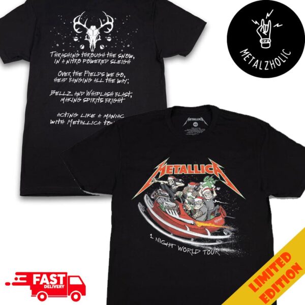 Metallica 1 Night World Tour Sleigh Holiday Christmas Gift 2024 T-Shirt