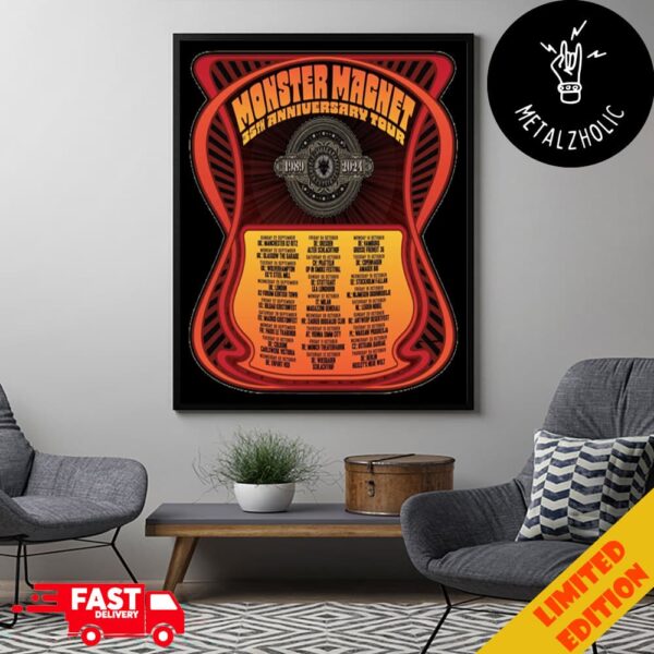 Monster Magnet Nordhein Westfalen Germany 1 October Tour Dates 2024 35th Anniversary Tour Poster Canvas