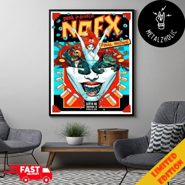 NOFX Punk In Drublic Final Shows San Pedro CA Tour October 4-5-6 2024 At Berth 46 Poster Canvas