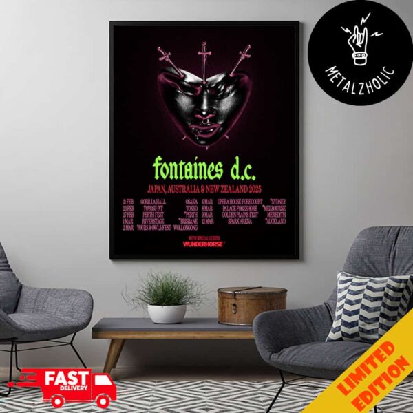 New Show Announced Fontaines DC Japan Australia And New Zealand 2025 Tour Dates Poster Canvas