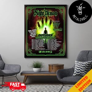 Night Demon Outsider 2024 European Tour Dates Concert Poster Limited Poster Canvas