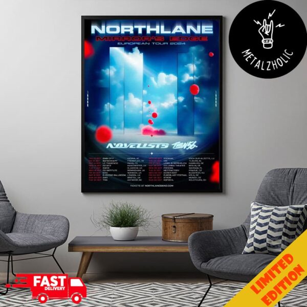 Northlane Mirror’s Edge European Tour 2024 Budapest Hungary Tour Dates Poster Canvas