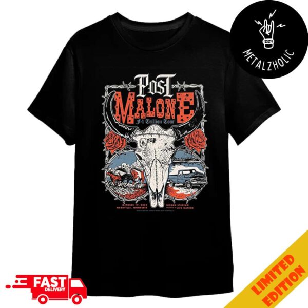 Post Malone F-1 Trillion Tour October 19 2024 Nashville Tennessee Nissan Stadium Live Nation Merchandise T-Shirt