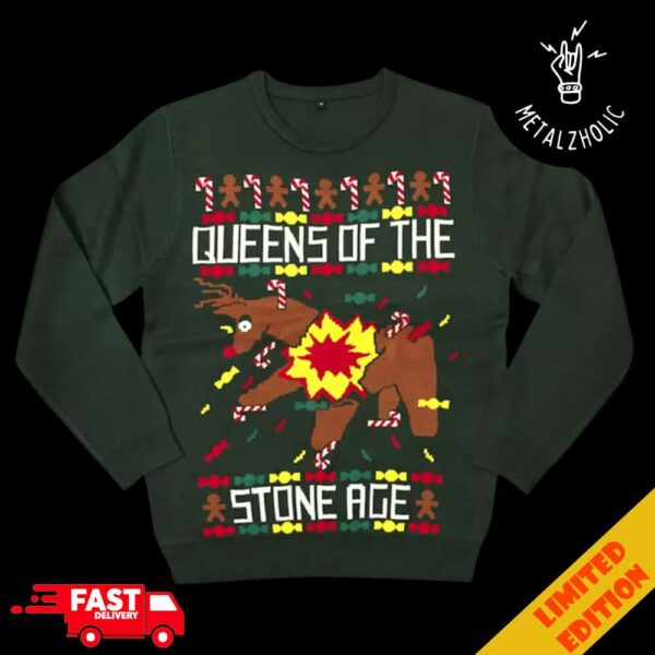 Queens Of The Stone Age Reindeer Into A Pinata And Split Open Christmas Gift Ugly Sweater