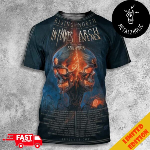 Rising From The North 2024 Tour With In Flames x Arch Enemy x Soilwork 25 October 2024 At Prague Czechia Tour Dates Poster Tour All Over Print T-Shirt