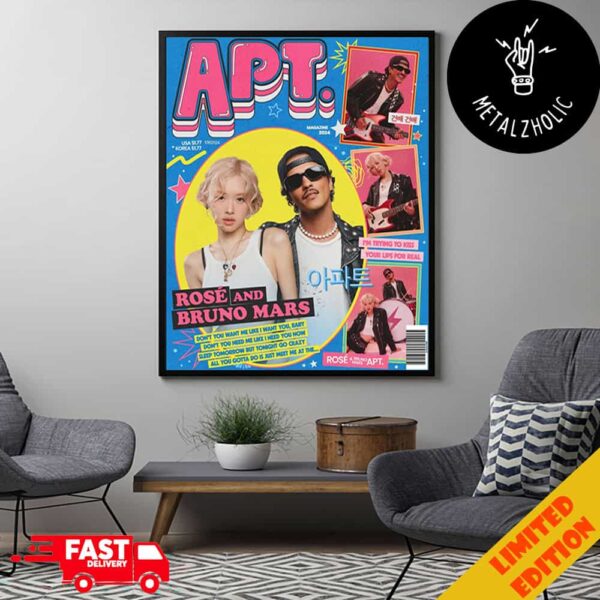 Rose And Bruno Mars APT USA x Korea Magazine Cover 2024 Version 1 Poster Canvas