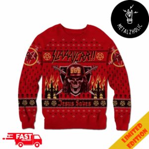 Slayer Band 666 Jesus Saves Christmas Gift 2024 Xmas Ugly Sweater