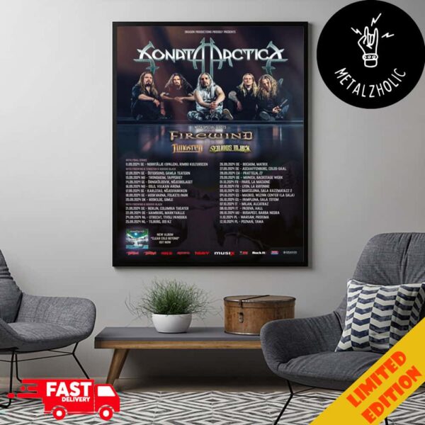 Sonata Arctica Clear Cold Beyond Tour Dates 2024 At Barcelona Cataluna Spain 3 October Poster Canvas