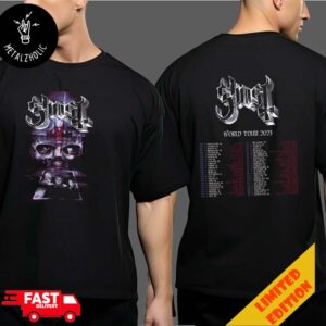 The Ghost Band World Tour 2025 Message From The Clergy Join The Rituals With Tour Dates On Back Two Sides T-Shirt Merchandise