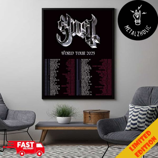 The Ghost Band World Tour 2025 Message From The Clergy Join The Rituals With Tour Dates Poster Canvas