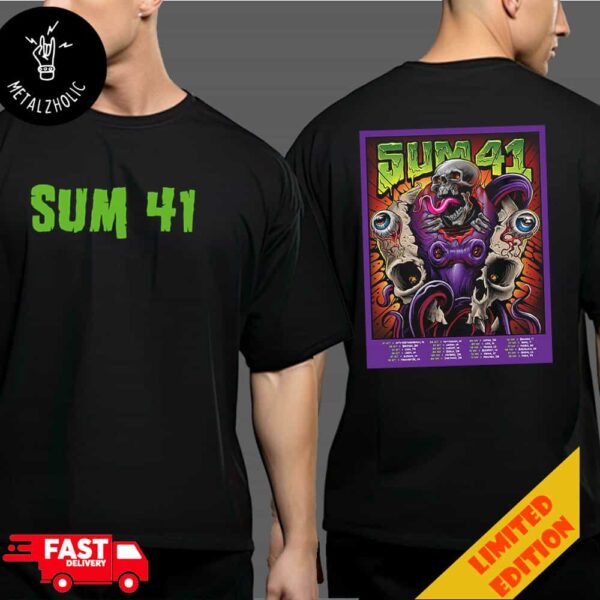 The New Sum 41 Tour Dates Poster For Europe And UK By Maxx242 Concert Punk Rock Two Sides T-Shirt Merchandise