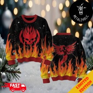 The Offspring Rock Band Fire Pattern Christmas Gift Ugly Sweater