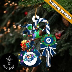 Air Force Falcons NCAA Custom Name Grinch Candy Cane Tree Decorations Christmas 2024 Ornament