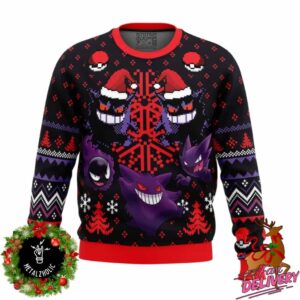 Animeape Ghosts Gengar Ghastly Pokemon Holiday Gift Ugly Sweater