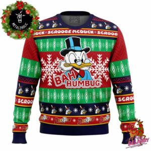 Bah Humbug Faux Duck Tales Pop Culture Funny Chirstmas Animeape Ugly Sweater