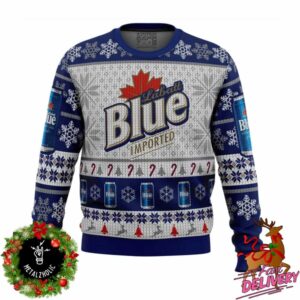 Blue Labatt Imported For Beer Lovers Christmas Gift Holiday Ugly Sweater