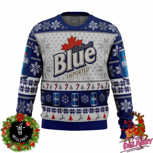 Blue Labatt Imported For Beer Lovers Christmas Gift Holiday Ugly Sweater