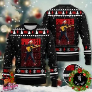 Bruce Springsteen Black Pattern And Snowflake Christmas Gift For Family Ugly Sweater