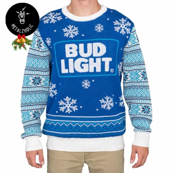 Bud Light Beer Logo Blue Pattern Christmas Gift Ugly Sweater